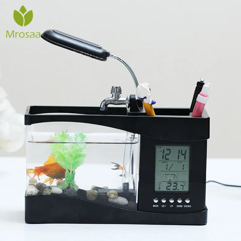 LED Aquarium USB Mini Aquarium Fish Tank Multifunction Desktop Clock Fish Tanks Aquarium with LCD Display Screen Clock
LED Aquarium USB Mini Aquarium Fish Tank Multifunction Desktop Clock Fish Tanks Aquarium with LCD Display Screen Clock