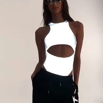 2019 Summer Reflective Silver Hollow Out Sexy Bodysuits Women Fashion Solid Round Neck Sleeveless Casual Bodysuit
2019 Summer Reflective Silver Hollow Out Sexy Bodysuits Women Fashion Solid Round Neck Sleeveless Casual Bodysuit
