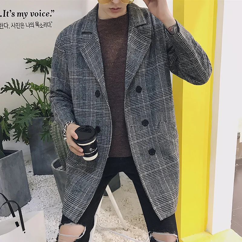Winter Men's Woolen trench Coat jaket men New Slim Casual Fashion Clothes Plaid Double Breasted Long Sleeve Lapel Man overcoat
Winter Men's Woolen trench Coat jaket men New Slim Casual Fashion Clothes Plaid Double Breasted Long Sleeve Lapel Man overcoat