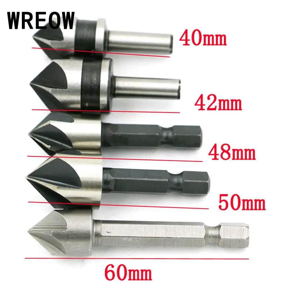 WREOW 5pcs 82 Degree Drill Bit Set Chamfer Angle HSS Countersink Drill Bit Set Tool Round handle/ Hexagonal shank for woodenwork
WREOW 5pcs 82 Degree Drill Bit Set Chamfer Angle HSS Countersink Drill Bit Set Tool Round handle/ Hexagonal shank for woodenwork