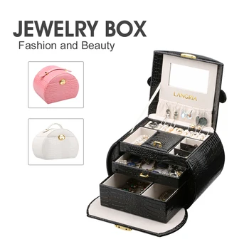 New LANGRIA Matte Faux Leather Jewelry Box Lockable Makeup Storage Case Organizer With Lift-Up Lid, Mirror, Drawers
New LANGRIA Matte Faux Leather Jewelry Box Lockable Makeup Storage Case Organizer With Lift-Up Lid, Mirror, Drawers