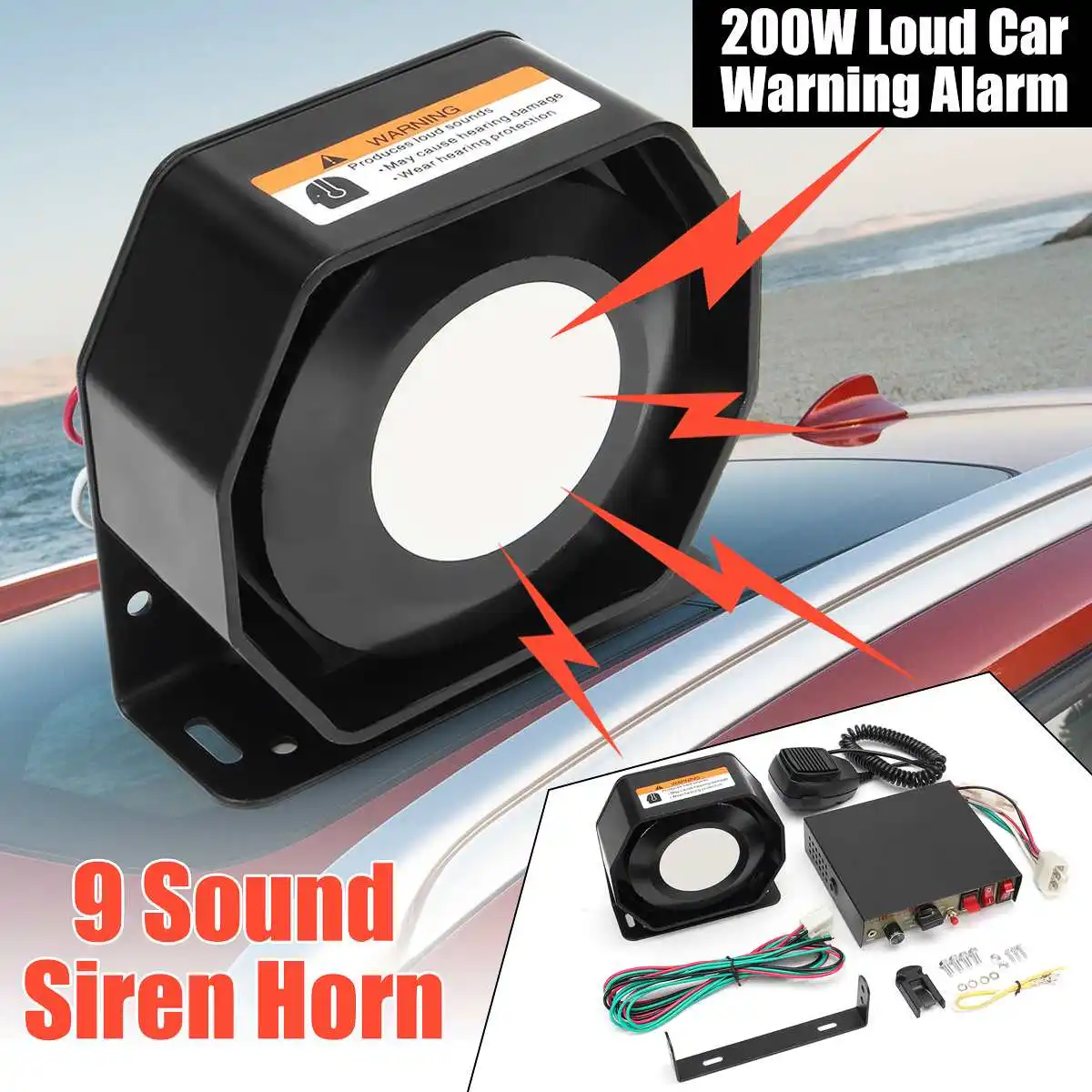 12V 200W 9 Sound Loud Car Warning Alarm Speaker PA Siren Horn MIC System Microphone Burglar Alarm+Flash Switch Sound Adjustable
12V 200W 9 Sound Loud Car Warning Alarm Speaker PA Siren Horn MIC System Microphone Burglar Alarm+Flash Switch Sound Adjustable