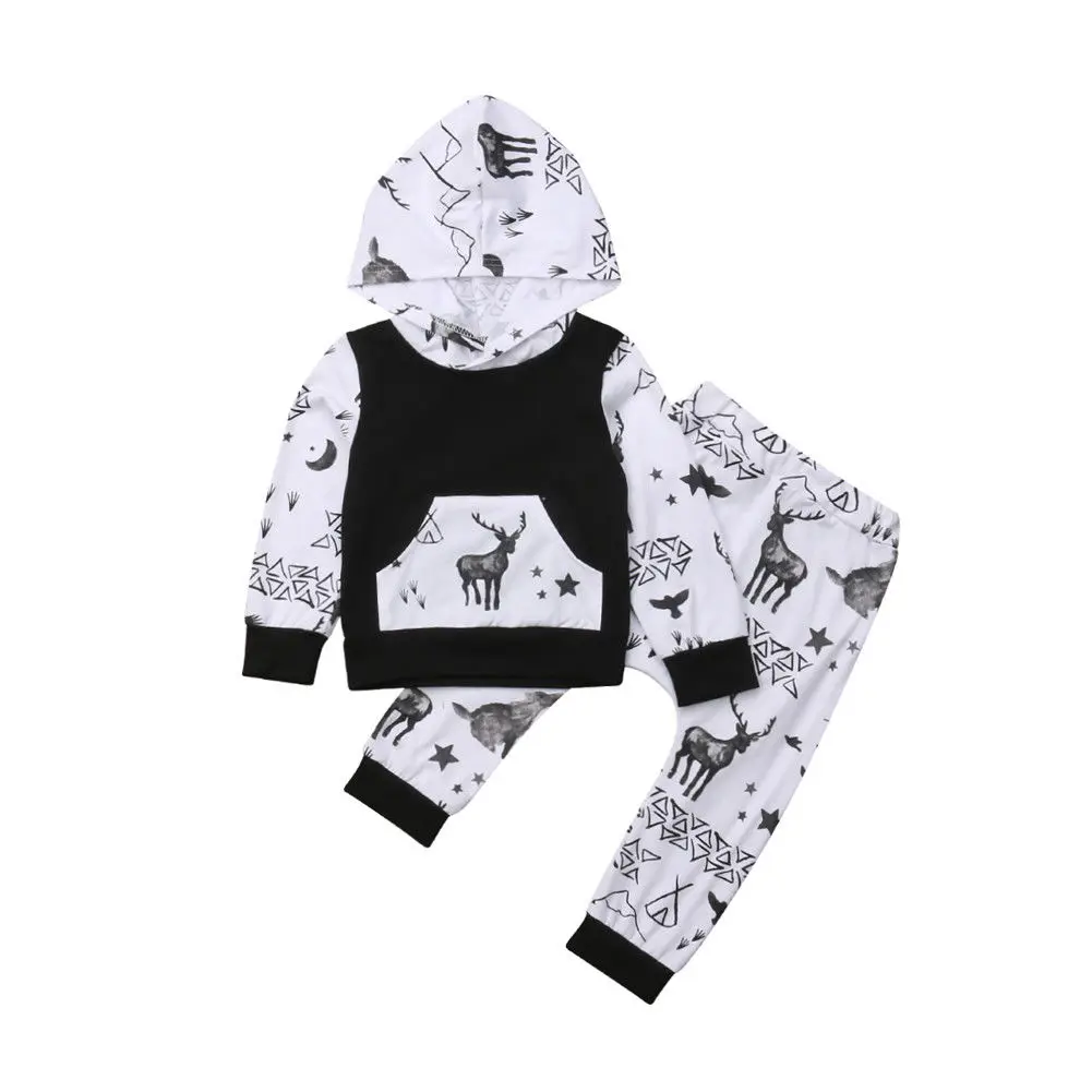 2PCS Set Newborn Toddler Baby Boy Girl Long Sleeve Hooded Tops Deer Print Pant Trouser Outfit Autumn Clothes Tracksuit
2PCS Set Newborn Toddler Baby Boy Girl Long Sleeve Hooded Tops Deer Print Pant Trouser Outfit Autumn Clothes Tracksuit