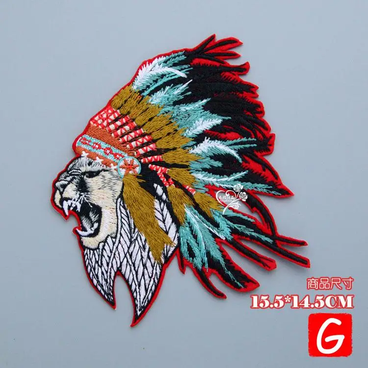 

GUGUTREE embroidery big tiger patches Indian patches badges applique patches for clothing DX-40