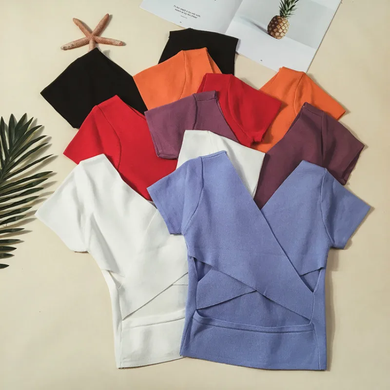 Korean Version Of V-neck Leaking Umbilical Knitting T Shirt Femme Sexy Backless Splice Elasticity Trend T Shirt
Korean Version Of V-neck Leaking Umbilical Knitting T Shirt Femme Sexy Backless Splice Elasticity Trend T Shirt