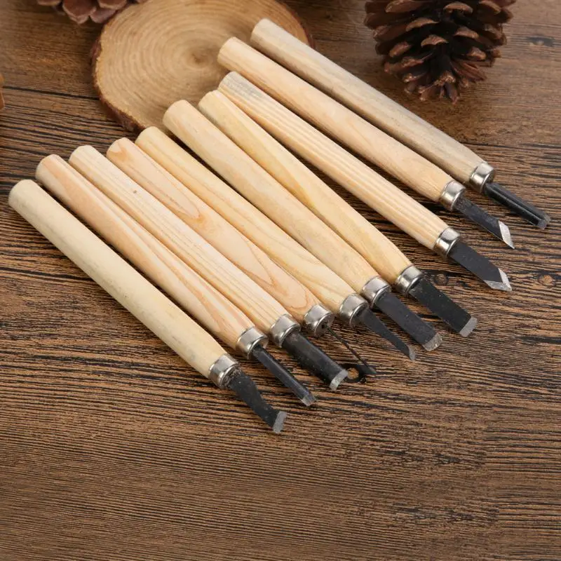 

10pcs/Set Hand Wood Carving Chisels Knife Tool for Basic Woodcut Working Clay Wax DIY Tools and Detailed Woodworking Hand Tools