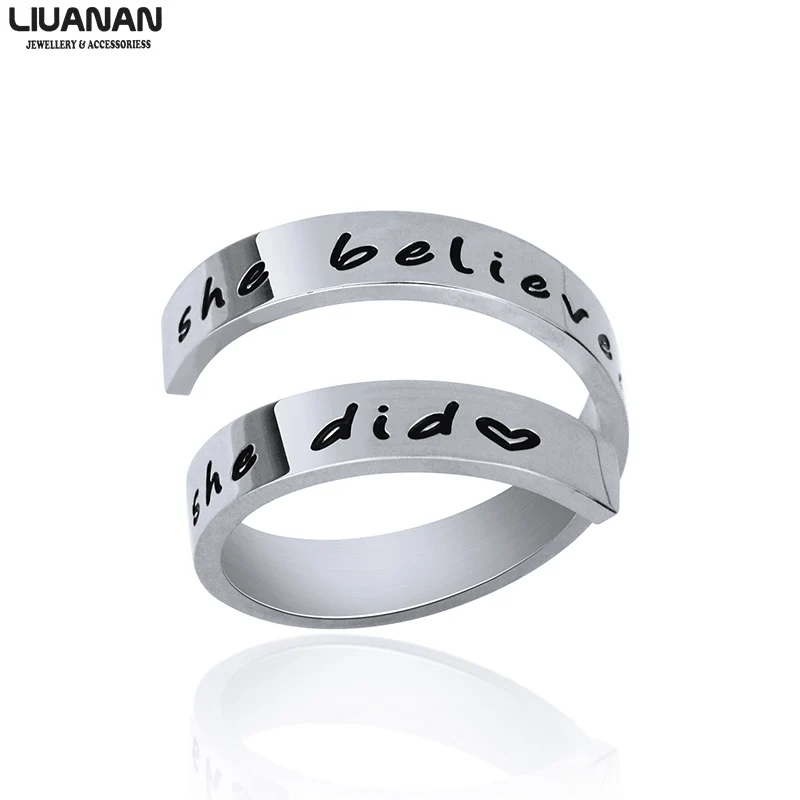 She Believed She Could So She Did Ring Stainless Steel Twist Wrap Spiral Ring Engraved Graduation and Friend Gift fit US 7-9#
She Believed She Could So She Did Ring Stainless Steel Twist Wrap Spiral Ring Engraved Graduation and Friend Gift fit US 7-9#