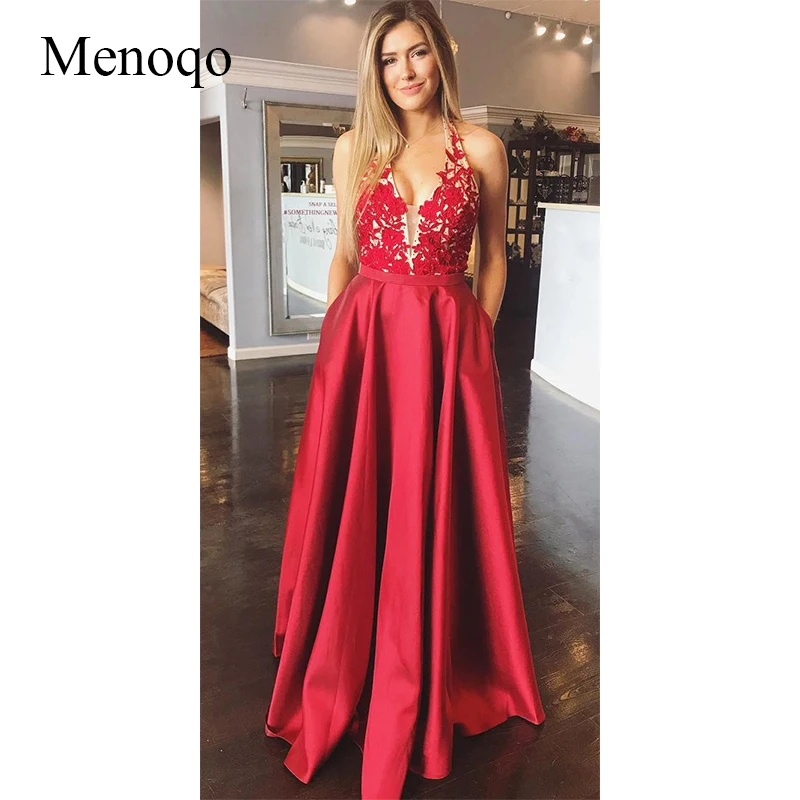 Menoqo Elegant Evening Dress Halter Appliques Prom Dress 2019 Sexy Backless Evening Party Dresses Vestido de noite
Menoqo Elegant Evening Dress Halter Appliques Prom Dress 2019 Sexy Backless Evening Party Dresses Vestido de noite