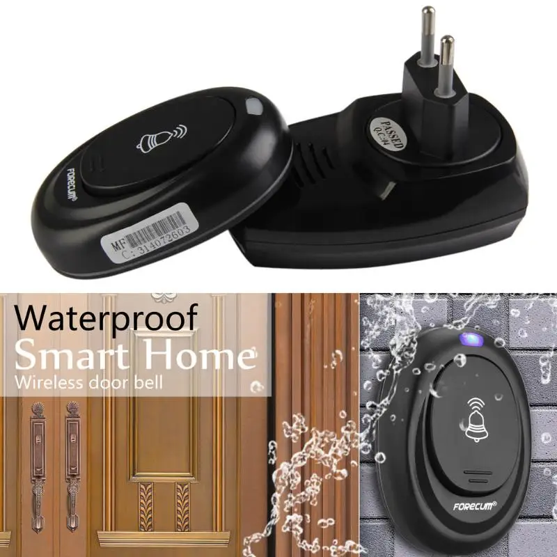 

36 Songs Waterproof Intelligent Doorbell Wireless Remote Control Door Bell 100M Range Transmitter Receiver Digital LED EU Plug