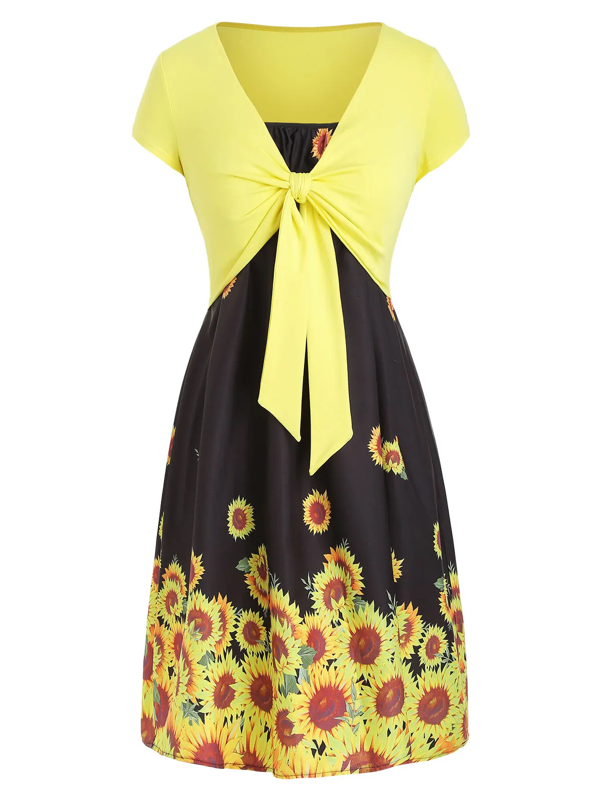 

Wipalo Sunflower Cami Dress With T-Shirt Women Twinset Dress Short Sleeve Spaghetti Strap A Line Casual Print Dress Vestidos