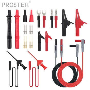 PROSTER 24-in-1 Electrical Multimeter Test Lead Banana Plug to Crocodile Alligator Clip Probe Lead Wire Cable Test Leads Kits
PROSTER 24-in-1 Electrical Multimeter Test Lead Banana Plug to Crocodile Alligator Clip Probe Lead Wire Cable Test Leads Kits