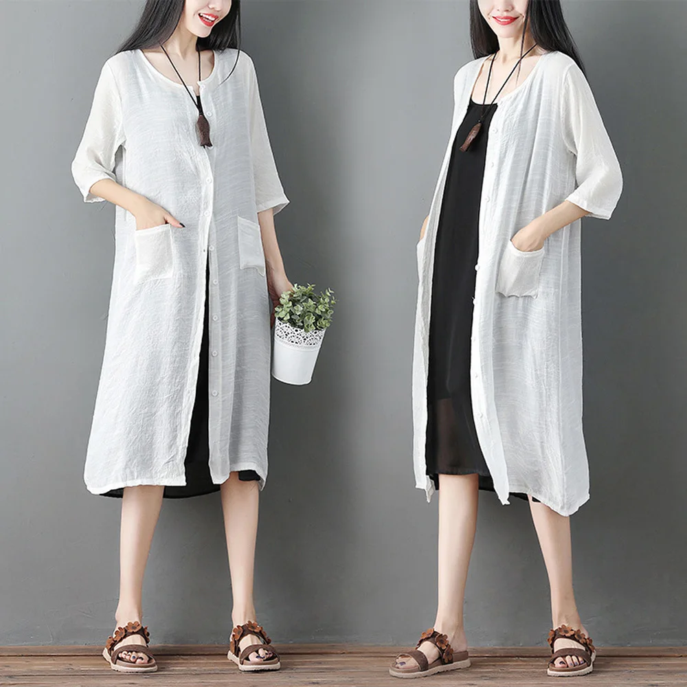 Cotton+Linen Women Summer Cover Up Button Down Cardigan Blouse Beach Long Shirt
Cotton+Linen Women Summer Cover Up Button Down Cardigan Blouse Beach Long Shirt
