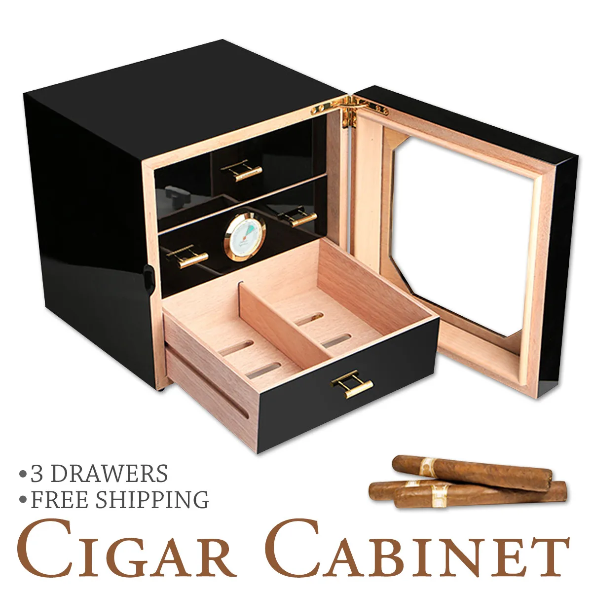 Vintage 3 Drawers Hand Made Wood Cigar Storage Cabinet Humidor Boxes Organizer Black Gloss Container Case Cigar Accessories
Vintage 3 Drawers Hand Made Wood Cigar Storage Cabinet Humidor Boxes Organizer Black Gloss Container Case Cigar Accessories