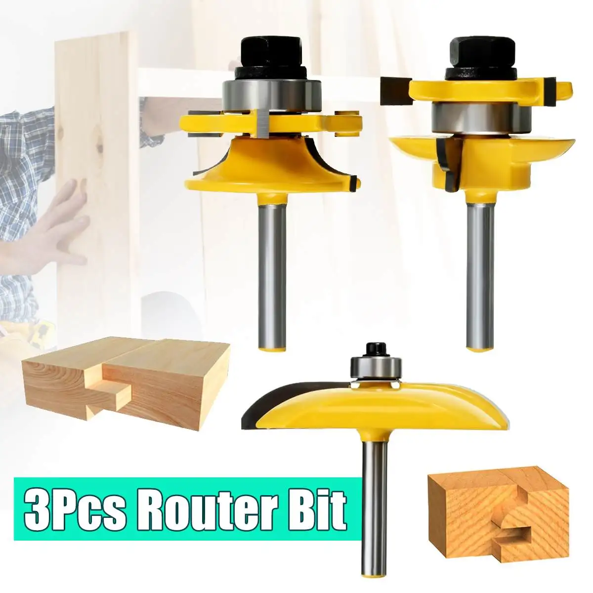 3pcs RB15 1/4 Inch Round Rail Stile Router Bits Wood Working Milling Cutter Carbide Tipped
3pcs RB15 1/4 Inch Round Rail Stile Router Bits Wood Working Milling Cutter Carbide Tipped