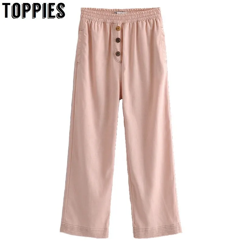 2019 Summer High Waist Pink Straight Pants Elastic Waist Loose Trousers Button Decoration Leisure Pants
2019 Summer High Waist Pink Straight Pants Elastic Waist Loose Trousers Button Decoration Leisure Pants