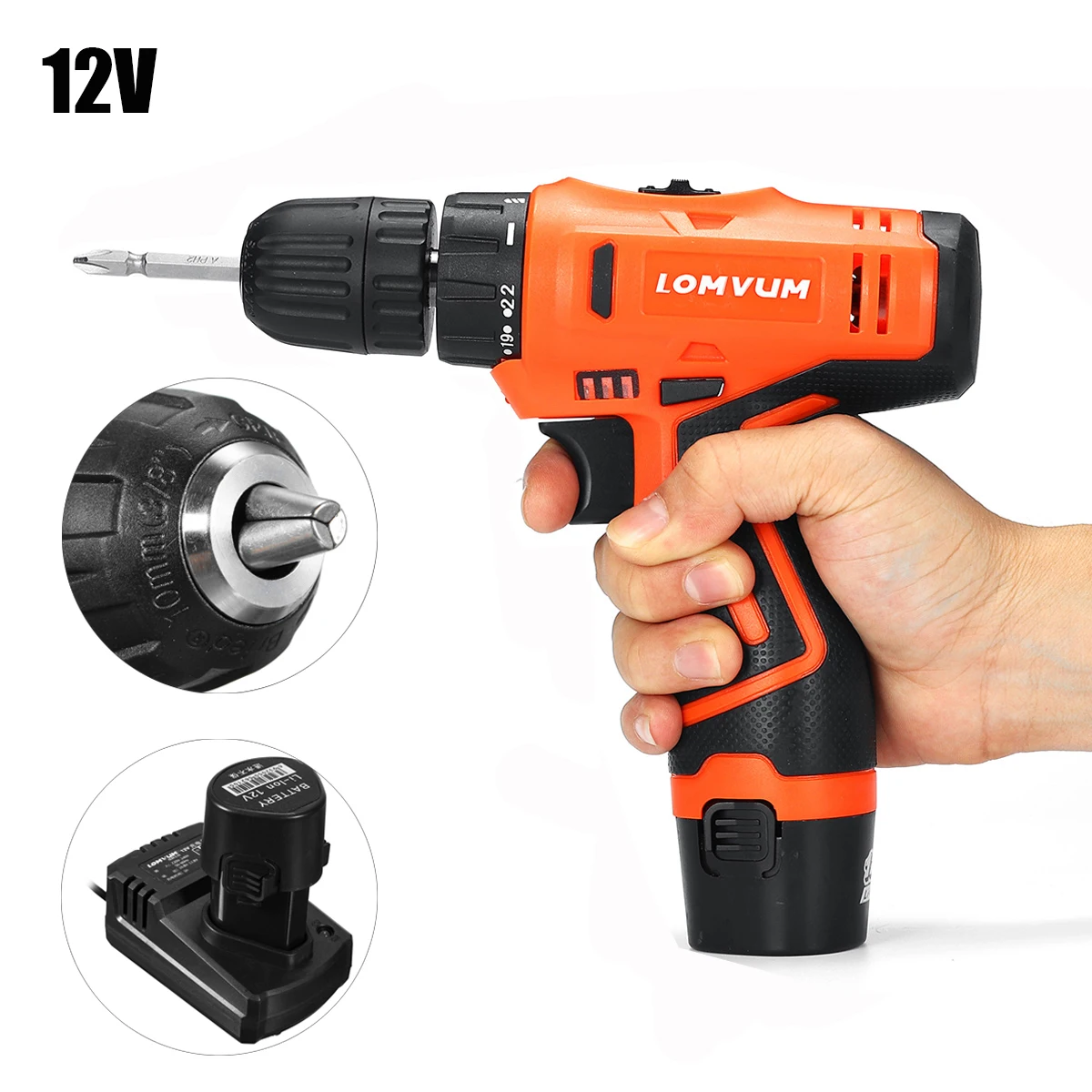 12V Li-Ion Cordless Electric Hammer Drill Mini Hammer Impact Drill Drive Hand Screwdriver Kit Set w/ 2 Speed LED Charger
12V Li-Ion Cordless Electric Hammer Drill Mini Hammer Impact Drill Drive Hand Screwdriver Kit Set w/ 2 Speed LED Charger