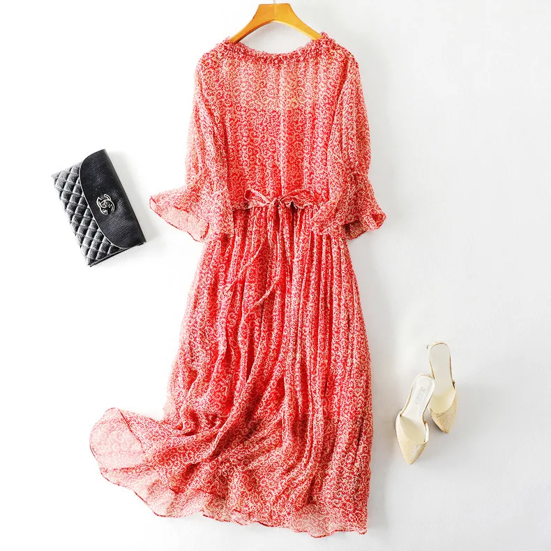 Vacation Beach Boho Midi Dress 2019 Summer Red 100% Pure Silk Dress Casual Style Patchwork Ruffles Butterfly Sleeve Dress
Vacation Beach Boho Midi Dress 2019 Summer Red 100% Pure Silk Dress Casual Style Patchwork Ruffles Butterfly Sleeve Dress
