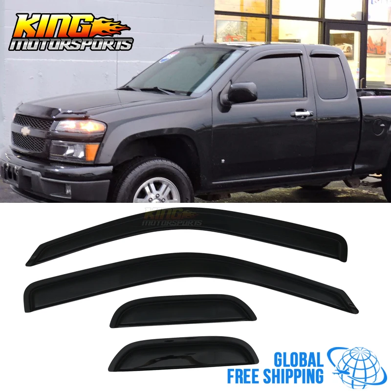 Fits 04-12 Chevy Colorado GMC Canyon Extended Cab Acrylic Window Visors 4Pc Set