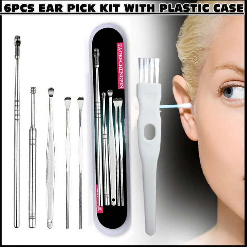 6PCS/Set Stainless Steel Spiral Portable Earpick Spoon Ear Wax Remover Cleaner Ear Care Beauty Tool Kit Stainless steel earpick
6PCS/Set Stainless Steel Spiral Portable Earpick Spoon Ear Wax Remover Cleaner Ear Care Beauty Tool Kit Stainless steel earpick