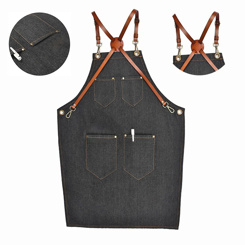 Denim Bib Apron Leather Strap Barista Baker Work Uniform Bartender Bbq Chef Cook
Denim Bib Apron Leather Strap Barista Baker Work Uniform Bartender Bbq Chef Cook