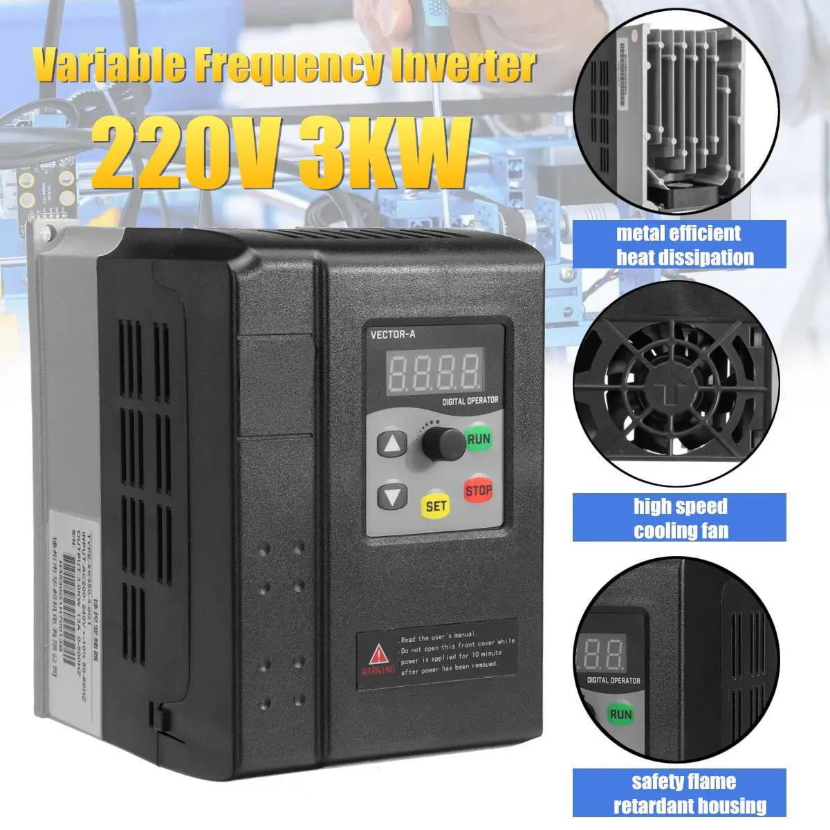 220V 3KW Variable Frequency Inverter 1 phase input 3 phase output For AC CNC motor in Vector control Drive Speed Controller
220V 3KW Variable Frequency Inverter 1 phase input 3 phase output For AC CNC motor in Vector control Drive Speed Controller