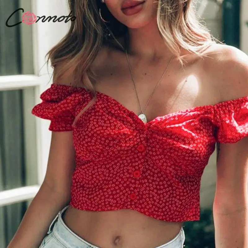 Conmoto Sexy Off Shoulder Red Women Crop Tops and Blouse 2019 Summer Casual Holiday Floral Print Shirts Girl Chic Basic Blusa
Conmoto Sexy Off Shoulder Red Women Crop Tops and Blouse 2019 Summer Casual Holiday Floral Print Shirts Girl Chic Basic Blusa