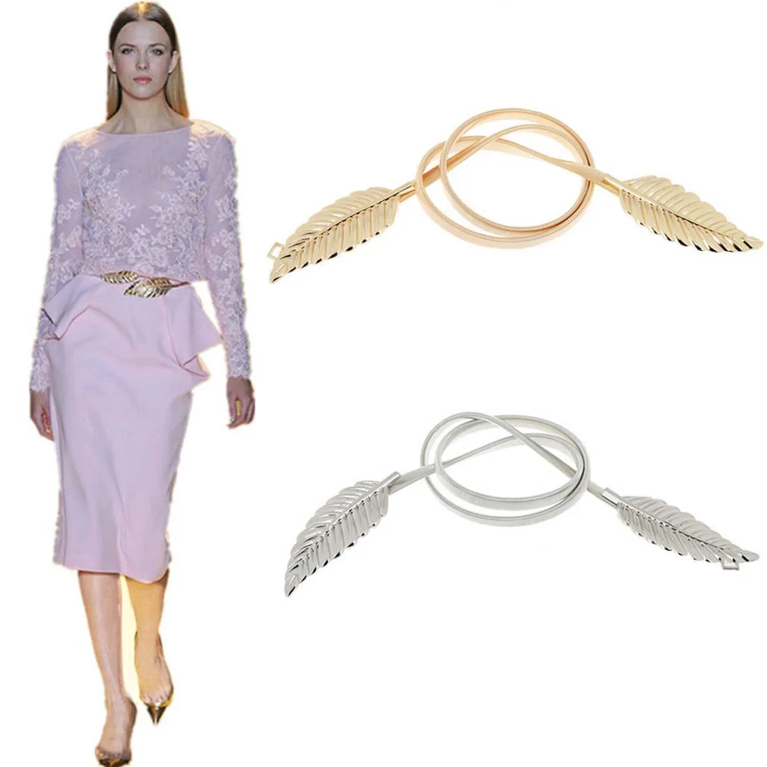 Women's Elegant Belts Gold Silver Leaf Elastic Metal Stretch High Waist Dress Cummerbund Leaf Fashion Vintage Dress Party Belts
Women's Elegant Belts Gold Silver Leaf Elastic Metal Stretch High Waist Dress Cummerbund Leaf Fashion Vintage Dress Party Belts