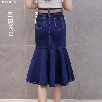 New Women Denim Skirt Ruffles Slim High Waist Package Hip Tail Long Skirts Blue Black 908
New Women Denim Skirt Ruffles Slim High Waist Package Hip Tail Long Skirts Blue Black 908