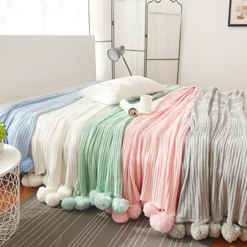 Lovely Lounge Cover Knitted Cotton Blanket White Pink Plush Throw Blanket Warm Pom Crochet Thread Blanket
Lovely Lounge Cover Knitted Cotton Blanket White Pink Plush Throw Blanket Warm Pom Crochet Thread Blanket