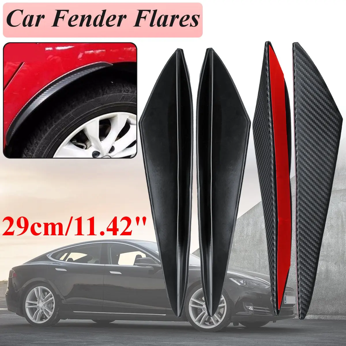 Pair 29cm Universal Flexible Car for Fender Flares Wheel Arches Gloss Black Carbon Fiber Mudguard Mud Guard Auto Accessories
Pair 29cm Universal Flexible Car for Fender Flares Wheel Arches Gloss Black Carbon Fiber Mudguard Mud Guard Auto Accessories