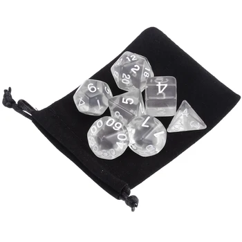 7pcs Transparent White Polyhedral Dices With Cloth Bag Gaming Dungeons and Dragons RPG Game Party Poker Funny Games Dices
7pcs Transparent White Polyhedral Dices With Cloth Bag Gaming Dungeons and Dragons RPG Game Party Poker Funny Games Dices