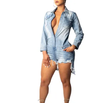 Fashion Women Long Sleeve Denim Irregular Rompers Solid Sexy Lapel Pockets Casual Romper Loose Casual Romper
Fashion Women Long Sleeve Denim Irregular Rompers Solid Sexy Lapel Pockets Casual Romper Loose Casual Romper