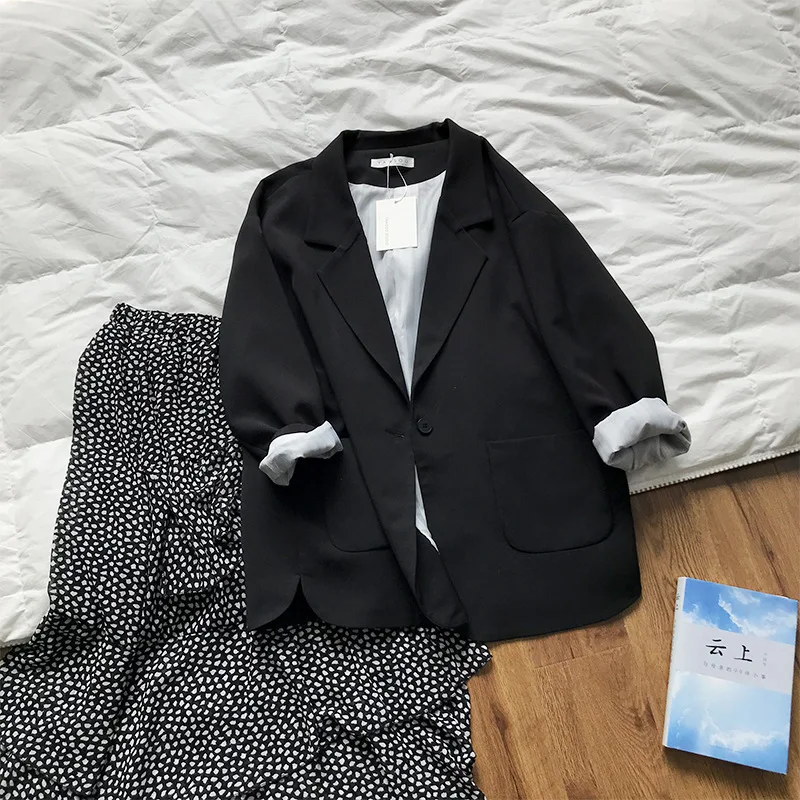 2019 Chic New Black Suit Loose Coat Woman Tops Leisure Easy Suit Spring Femme Outwear Blazer Jacket
2019 Chic New Black Suit Loose Coat Woman Tops Leisure Easy Suit Spring Femme Outwear Blazer Jacket