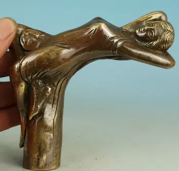 Collectable Chinese Brass Carved Beauty Sleeps Statue Exquisite Small Walking Stick Head Statues
Collectable Chinese Brass Carved Beauty Sleeps Statue Exquisite Small Walking Stick Head Statues