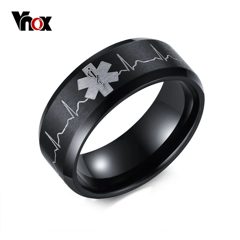 Vnox Medical Identification Rings for Men Jewelry Punk Black 8MM Stainless Steel ID Ring
Vnox Medical Identification Rings for Men Jewelry Punk Black 8MM Stainless Steel ID Ring