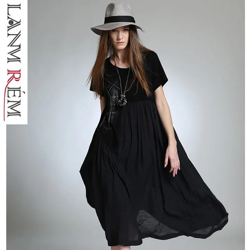 LANMREM Chiffon Dress For Women 2019 Summer Irregular Printing Cotton Linen Black Short Sleeve Round Collar Longuette YH26701
LANMREM Chiffon Dress For Women 2019 Summer Irregular Printing Cotton Linen Black Short Sleeve Round Collar Longuette YH26701