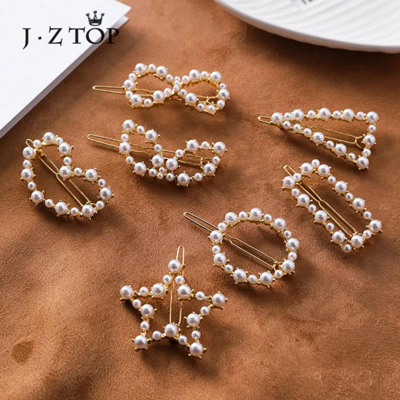 JZTOP Cute Heart Round Bow Pearl Hair Clips Fashion Geometric Square Triangle Metal Hair Pins Woman Wedding Barrette Headwear
JZTOP Cute Heart Round Bow Pearl Hair Clips Fashion Geometric Square Triangle Metal Hair Pins Woman Wedding Barrette Headwear