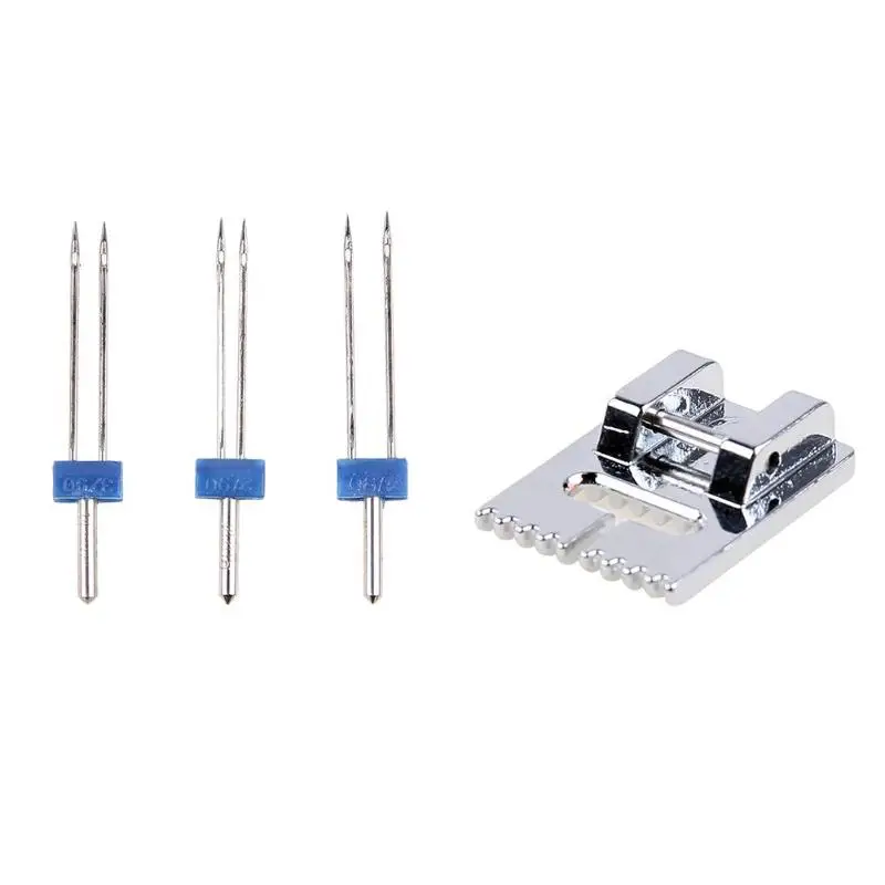 3pcs/set Grooves Pintuck Presser Foot + 3 sizes Double Twin Needles Pin for Brother Sewing Machine Parts for Househeld Tools
3pcs/set Grooves Pintuck Presser Foot + 3 sizes Double Twin Needles Pin for Brother Sewing Machine Parts for Househeld Tools