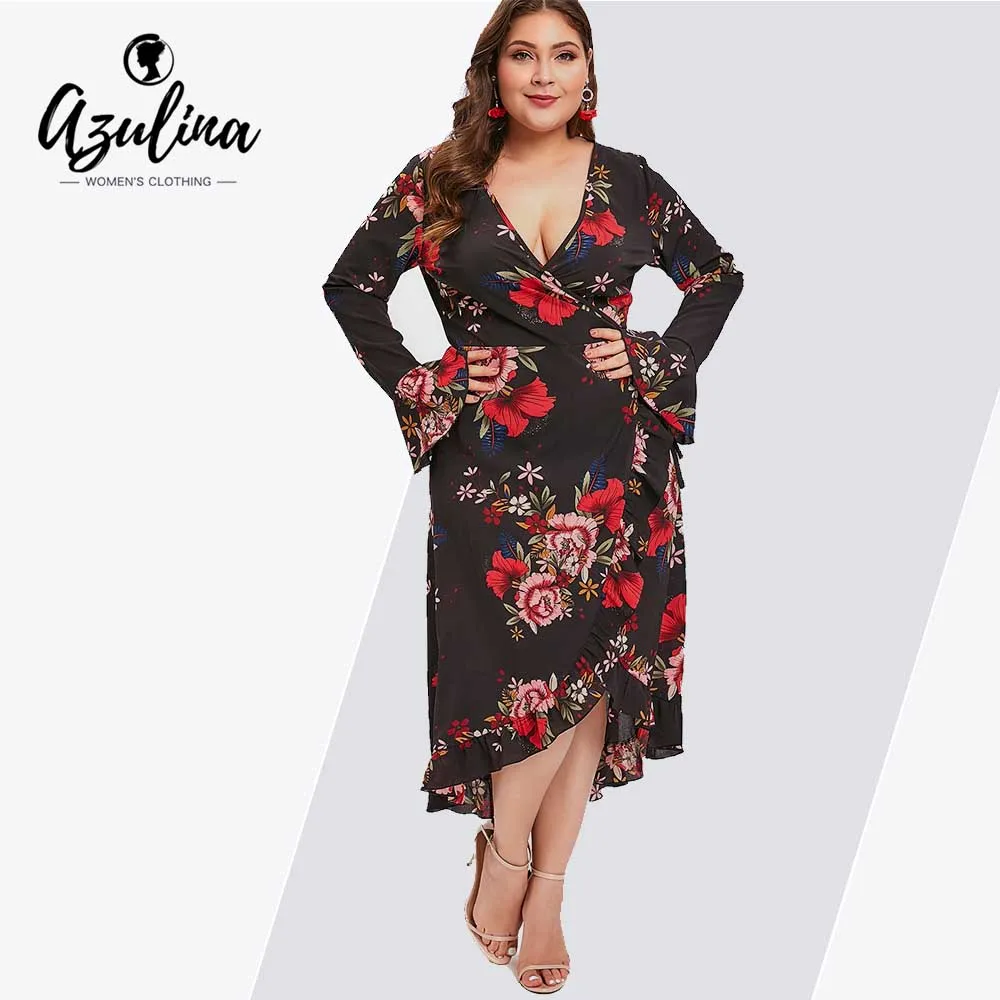 Rosegal Plus Size Floral Print Ruffled Boho Midi Dress Women Spring Long Sleeves Plunging Neck Sexy Dress 5XL Casual Vestidos
Rosegal Plus Size Floral Print Ruffled Boho Midi Dress Women Spring Long Sleeves Plunging Neck Sexy Dress 5XL Casual Vestidos