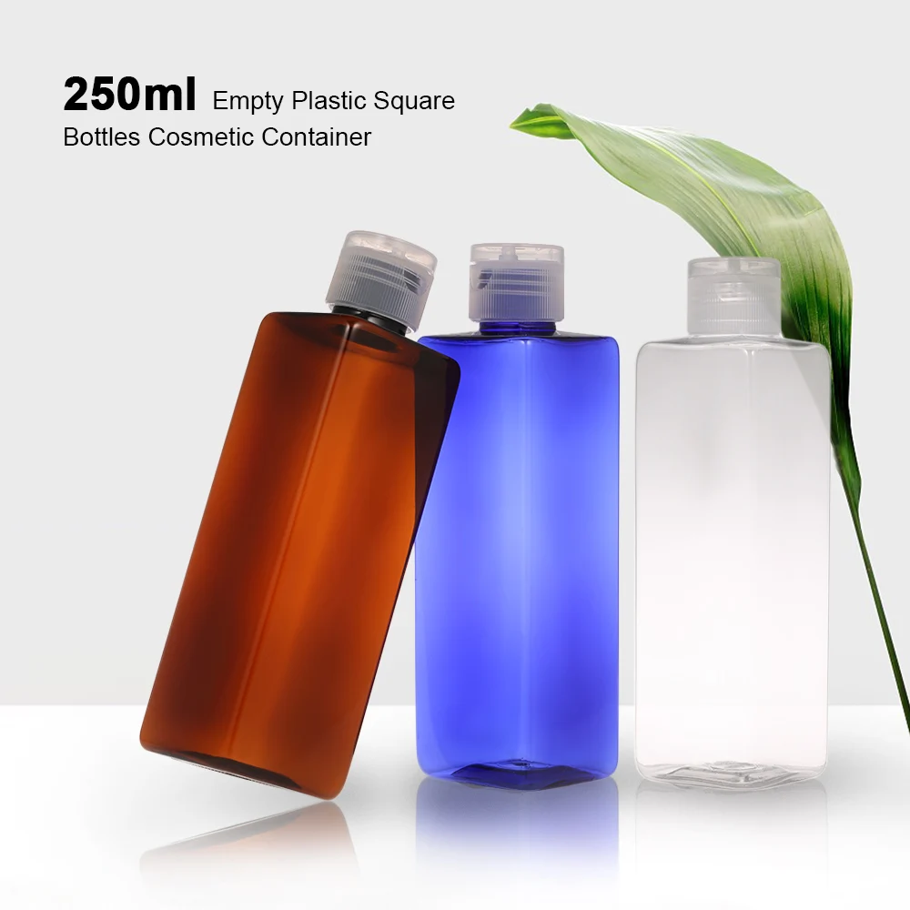 250ml Empty Plastic Square Bottles Refillable Bottle with Flip Cap for Shampoo Lotion Cream Liquid Cosmetic Bottle
250ml Empty Plastic Square Bottles Refillable Bottle with Flip Cap for Shampoo Lotion Cream Liquid Cosmetic Bottle