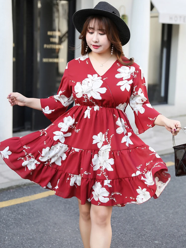 MINSUNDA Plus Size Floral Print Ruffle Hem Wrap Dress Women Casual V Neck Short A Line Dresses Elegant Flounce Sleeve Mini Dress
MINSUNDA Plus Size Floral Print Ruffle Hem Wrap Dress Women Casual V Neck Short A Line Dresses Elegant Flounce Sleeve Mini Dress