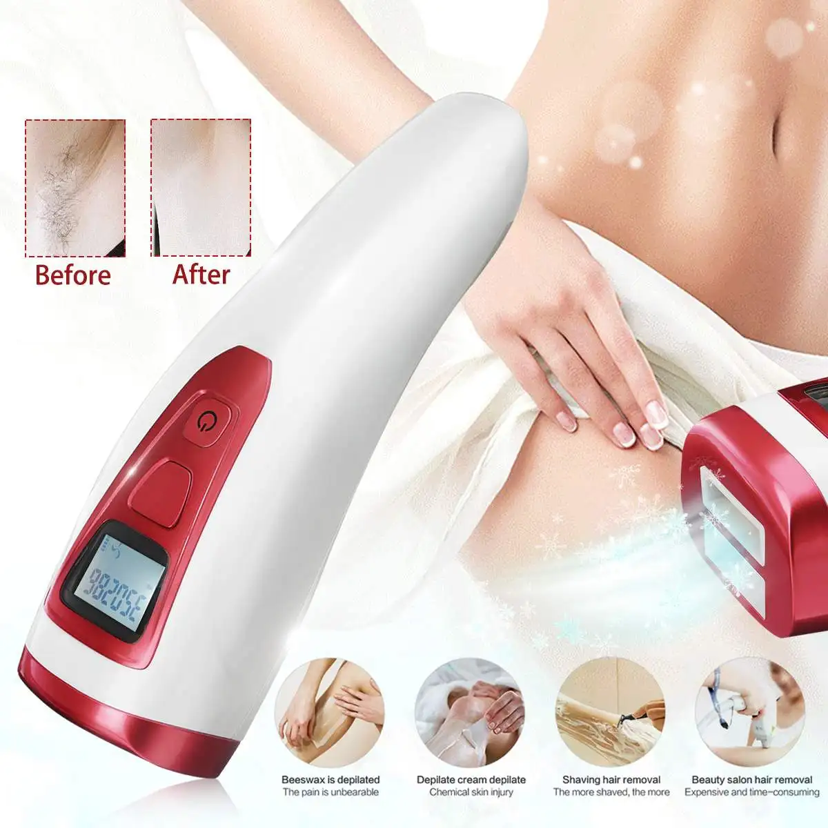 US/EU Plug Painless Laser Hair Removal Epilator 5 Gears Mini Facial Bikini Armpit Permanent Device 100-240V Permanent Colors
US/EU Plug Painless Laser Hair Removal Epilator 5 Gears Mini Facial Bikini Armpit Permanent Device 100-240V Permanent Colors