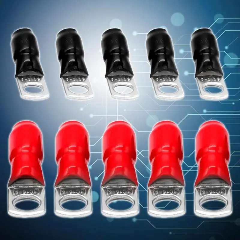 VODOOL 10Pcs Car Audio Power Ground Wire Ring Terminals 6 4 AWG Gauge M8 Speaker Systems Replacement Connector Adapter | Автомобили и
