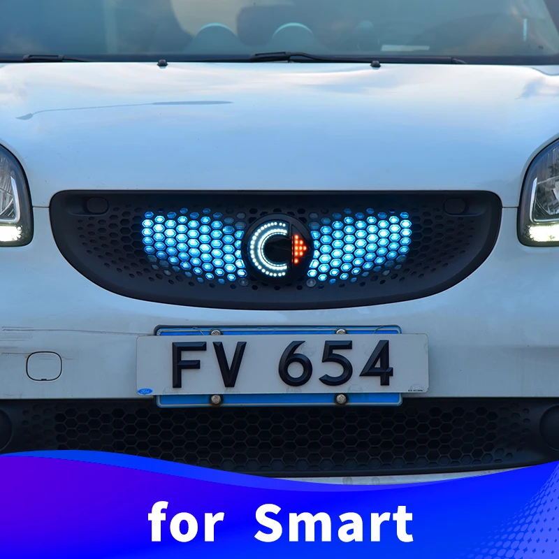 Бампер Решетка Светодиодный светильник для Smart 2016 2017 2018 2019 светодиодный логотип