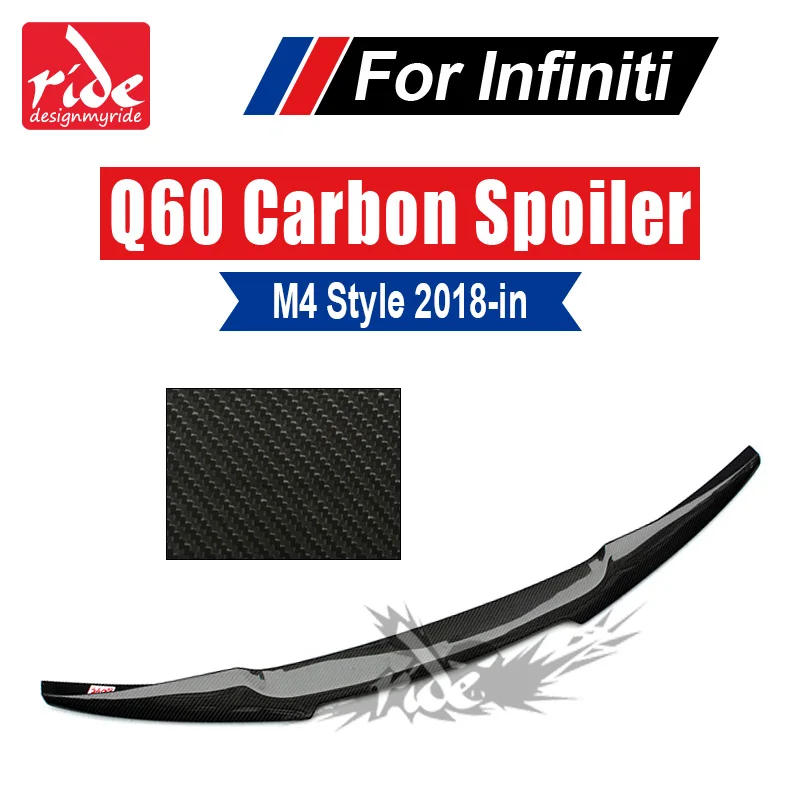 

Fit For Infiniti Q60 Q60S M4 Style High-quality Real Carbon Fiber Rear Trunk Splitter Tail Spoiler Wing Lip Car-Styling 2018-in