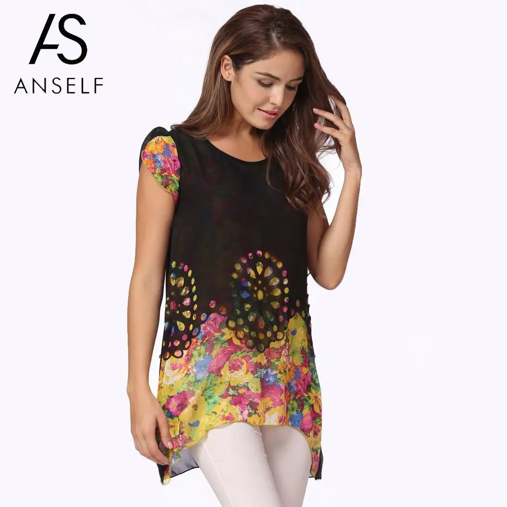 Anself 2019 Korean Style Chiffon Blouse Women Short Sleeve Elegant Floral Print Ladies Hollow Out Shirt Plus Size Summer Tops
Anself 2019 Korean Style Chiffon Blouse Women Short Sleeve Elegant Floral Print Ladies Hollow Out Shirt Plus Size Summer Tops