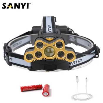 LED Headlamp Fishing Headlight 7*XML T6+2*Red Warning Head Lamp USB Rechargeable Lamp Waterproof Head Torch Flashlight by 18650
LED Headlamp Fishing Headlight 7*XML T6+2*Red Warning Head Lamp USB Rechargeable Lamp Waterproof Head Torch Flashlight by 18650