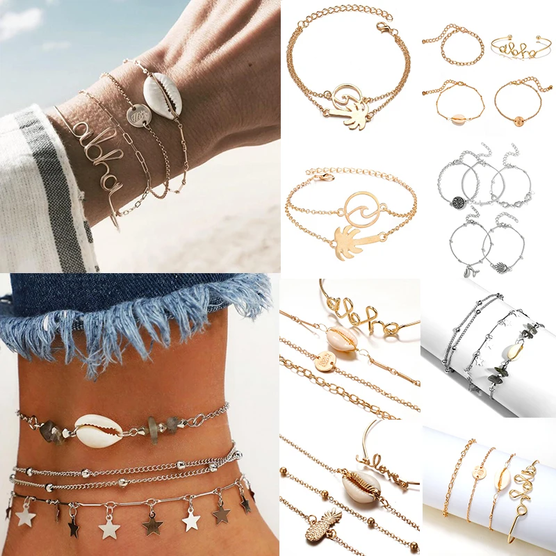 Alloy 1Set Golden Hollows out Girls Adjustable Bracelet Set Hand Silver Cross Bead Fish tail Star Handmade Love Shell Wave Conch
Alloy 1Set Golden Hollows out Girls Adjustable Bracelet Set Hand Silver Cross Bead Fish tail Star Handmade Love Shell Wave Conch