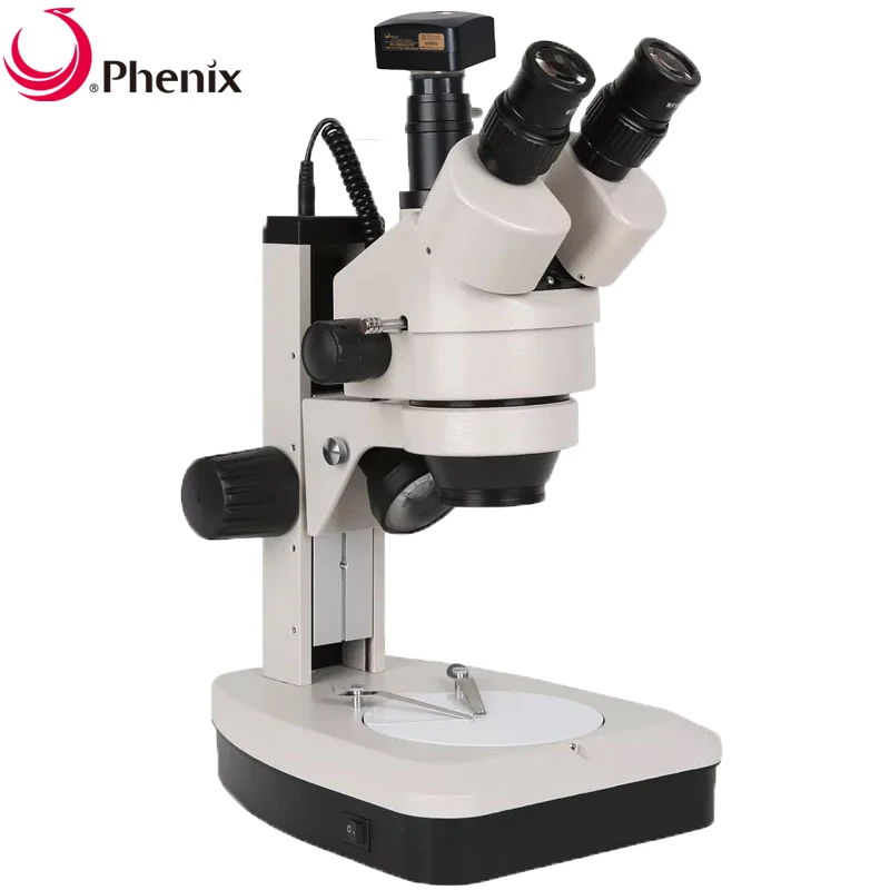 Phenix Continuos Zoom Binocular Visual 7X-180X Trinocular Stereo Microscope LED Lights 5MP USB Digital Camera
Phenix Continuos Zoom Binocular Visual 7X-180X Trinocular Stereo Microscope LED Lights 5MP USB Digital Camera