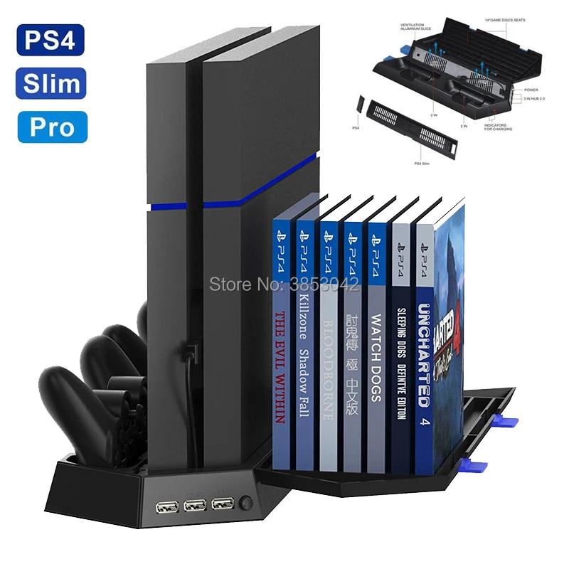PS4 Slim Pro Vertical Stand Cooler Cooling Fan Dual Controller Charger Charging Dock Station Play Station PS 4 Games Accessories
PS4 Slim Pro Vertical Stand Cooler Cooling Fan Dual Controller Charger Charging Dock Station Play Station PS 4 Games Accessories